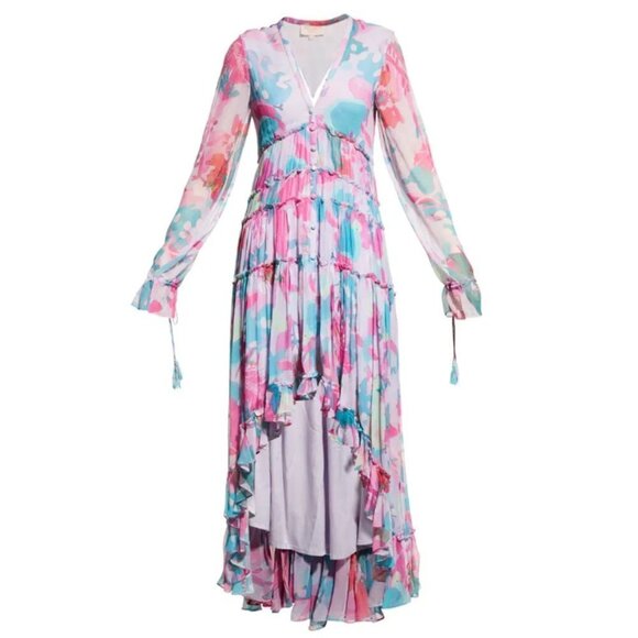 NWT ROCOCO SAND Floral-Print Chiffon High-Low Maxi Dress - Picture 3 of 13